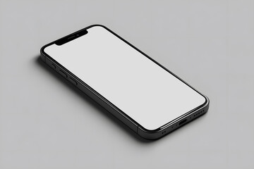 Simple black smartphone lying on gray surface with empty screen showing no content