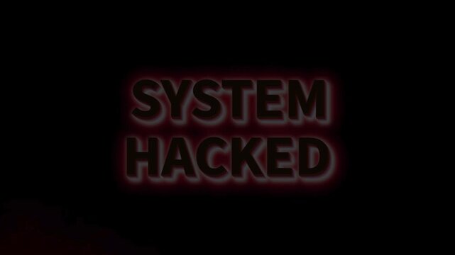System hacked in red glowing letters, perfect for cybersecurity concepts, data breaches, hacking, technology, and network securitythemed designs or presentations.