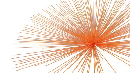 Abstract Starburst of Orange Rods on White Background