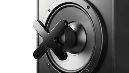 Close-up of a black speaker with an X-shaped tweeter