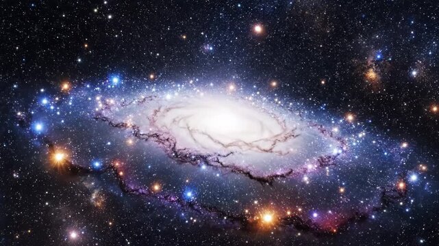 Gorgeous view of a majestic galaxy surrounded by stars and cosmic elements in deep space
