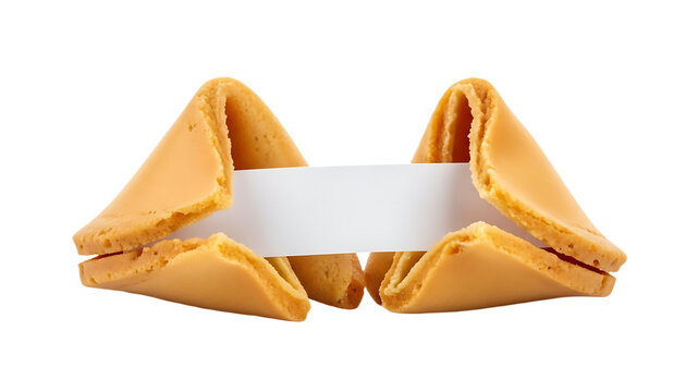 A close-up of fortune cookies with a blank paper strip inside