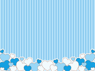 Vector illustration of Lots of hearts and striped background (light blue)