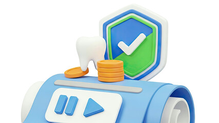 3D Render of Dental Health and Financial Security Concept