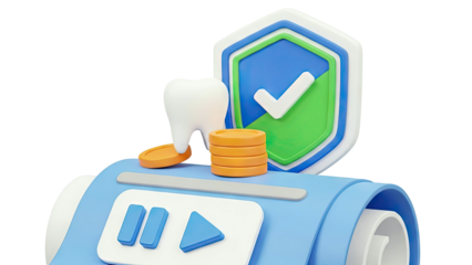 3D Render of Dental Health and Financial Security Concept