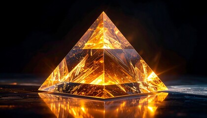 Fiery Crystal Pyramid Glowing With Intense Inner Light.