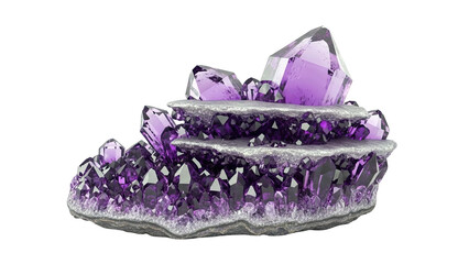 Amethyst Geode Cluster on a Layered Rock Formation