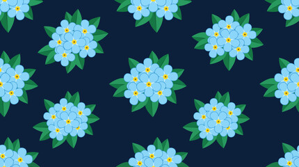 Fototapeta premium Seamless blue floral pattern with teal leaves on a navy background, a repeating mandala-inspired tile suitable for fabric, wallpaper, and home decor.