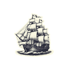 Vintage Sailing Ship Engraving Style Illustration isolated on transparent background, generative ai