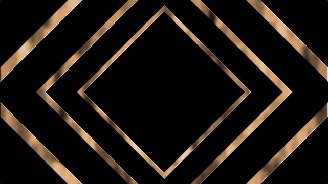 Abstract Geometric Golden Rhombus Shapes on Black Background.