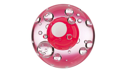 Pink Sphere with Bubbles and Red Core