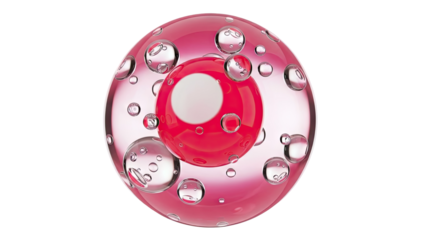 Pink Sphere with Bubbles and Red Core