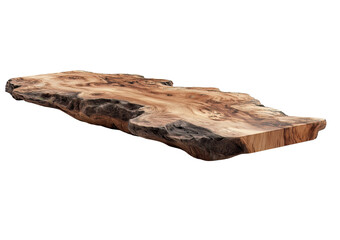 Natural Oak Wood Slab with Live Edge and Detailed Grain Texture isolated on a transparent background