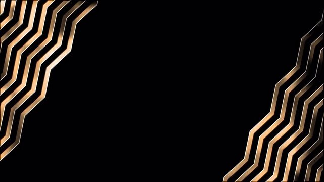 Abstract Black Background with Golden Zigzag Lines Border.