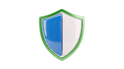 3D Shield with Blue and White Halves