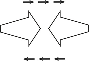 Directional arrows convergence divergence