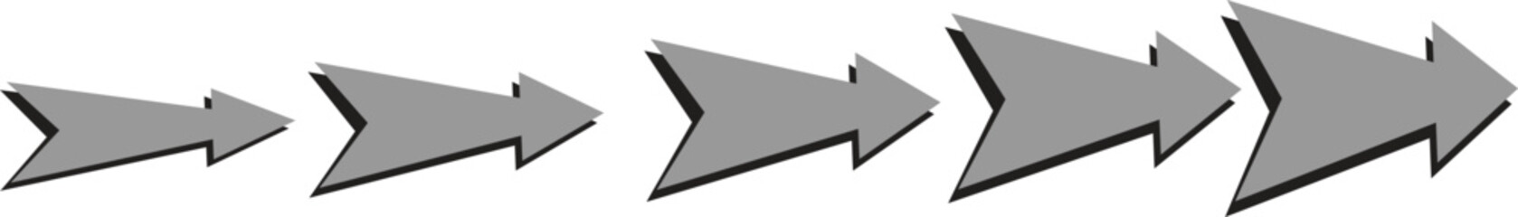 Grey arrows increasing size shadow