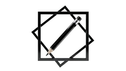 Black Pencil Centered in Geometric Frame
