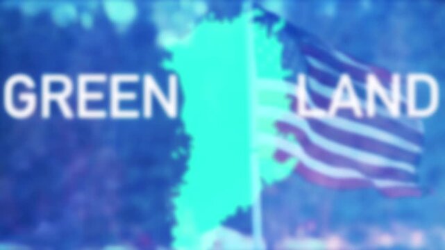 Flag of the USA and map of Greenland