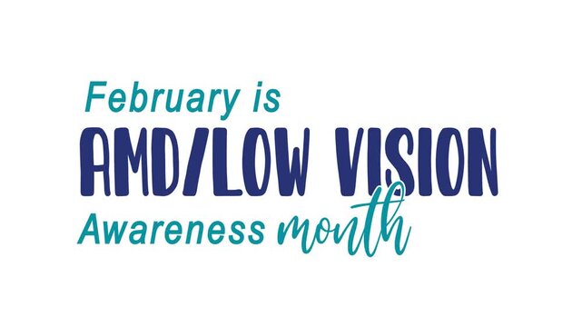 February is amd low vision awareness month in teal blue suitable for awareness campaigns, social media posts, and blog graphics.