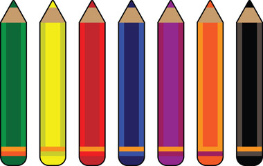 Colorful Pencil Set Vector Illustration for School Art and Design.