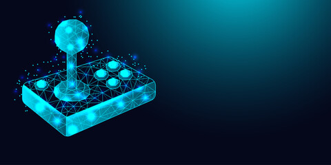 Low poly wireframe joystick controller. © YULIYA