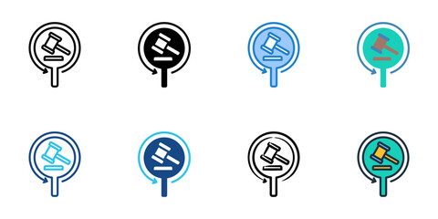 Reverse Auction icons set multiple style collection. Editable stroke 
