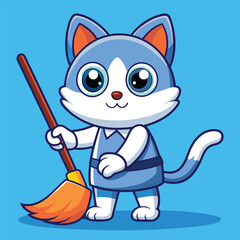 Cute cartoon illustration of a happy kitten 