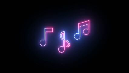 Glowing neon line music icon animation on black background, illustration © MSTASMOTARA