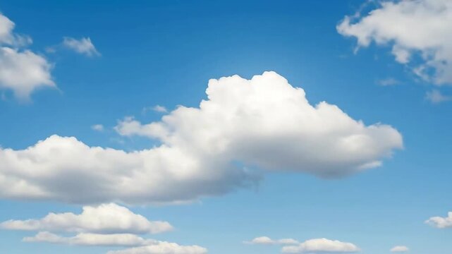 Bright blue sky filled with f white clouds, creating a serene atmosphere.