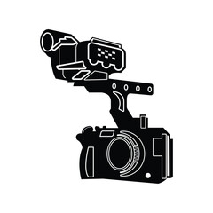 Vintage Film Camera Vector Illustration, Cinema Video Production Equipment Graphic for Multimedia Industry, Flat Film Camera Vector Icon