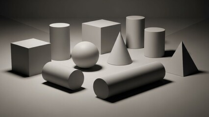 Geometric Shapes Still Life: Cubes, Cylinders, Sphere, Cone, Pyramid