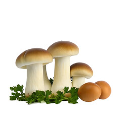 Mushrooms isolated on white background fresh and edible forest fungi