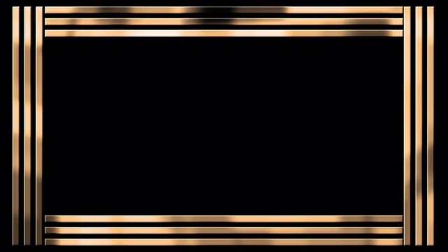 Elegant Golden Frame Border with Black Background for Luxury Content.