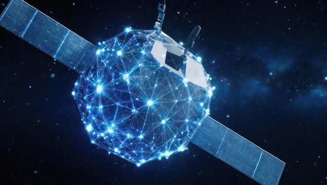 Satellite in space, network design - Powered by Adobe