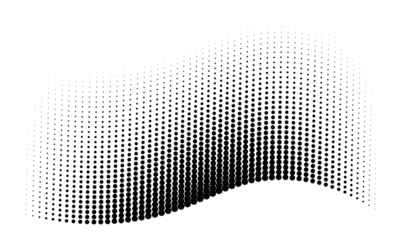 monochrome black halftone dot wave pattern isolated on white background