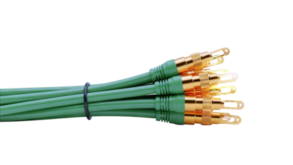 Bundle of Green Audio Cables with Gold RCA Connectors