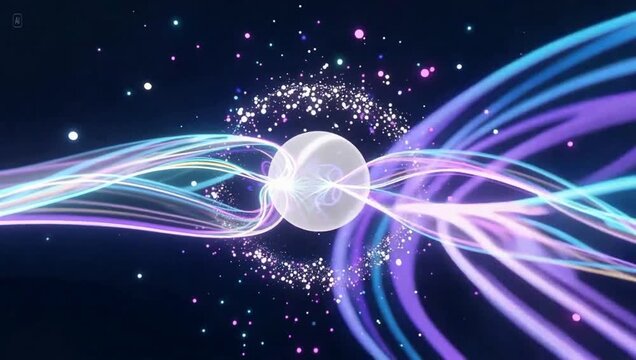 Futuristic abstract blue background with glowing motion waves and bright energy stars in a magic celestial space design