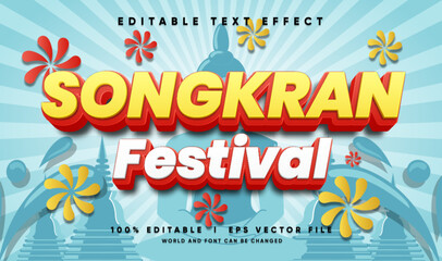 songkran festival 3d vector text effect with modern style