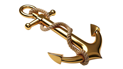 Golden Anchor with Rope