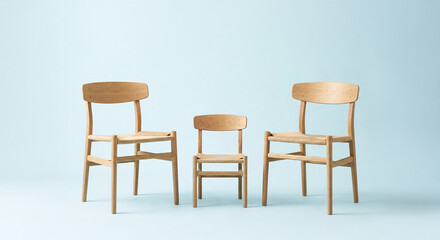Family Concept with Wooden Chairs in Studio Setting