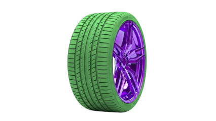 Performance Tire with Shiny Purple Wheel