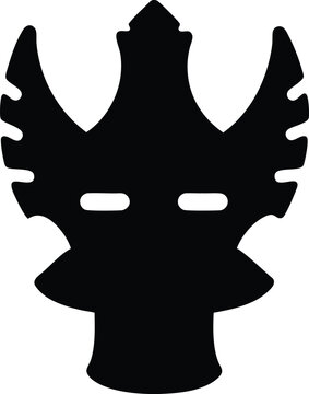 senufo fire spitter mask silhouette vector illustration on transparent background