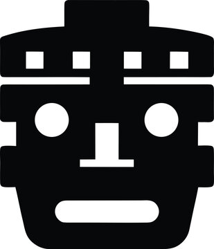 olmec were jaguar mask silhouette vector illustration on transparent background