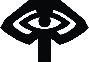 haida totem eye motif silhouette vector illustration on transparent background