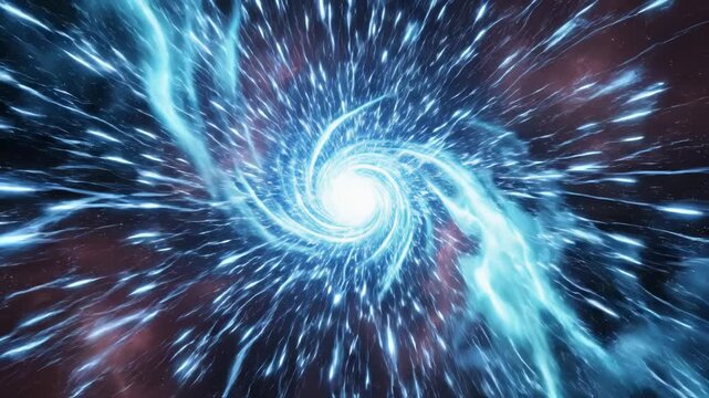 Swirling blue and purple cosmic vortex in a stunning digital representation of space and time