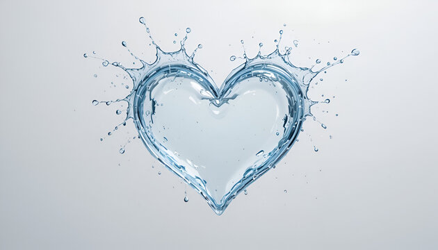 Heart Shape Made of Water Splash on Light Background