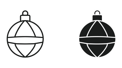 Fototapeta premium Christmas ornament icon set in black and white