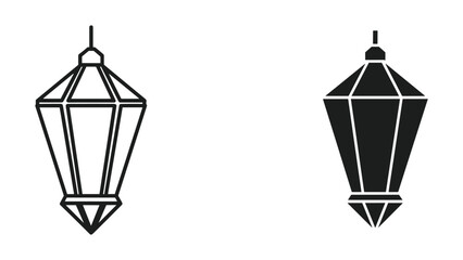 Simple black lantern icon set on white background © Fahad