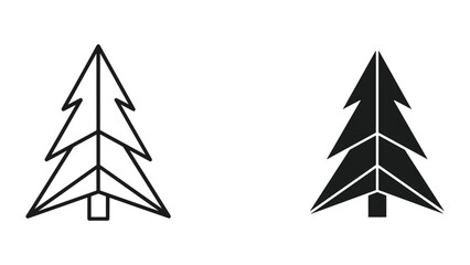 Fototapeta premium Simple black christmas tree icons on white background